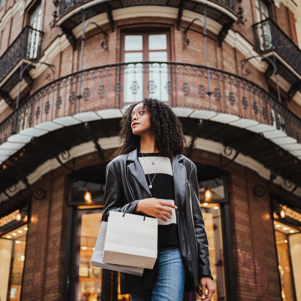 Portrait of teenager going shopping