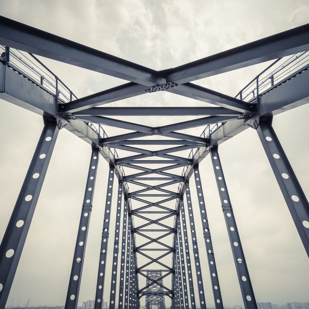 steel framework bridge closeup