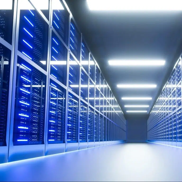 Managed Web Hosting server room interior in datacenter 3d render e1629958889635