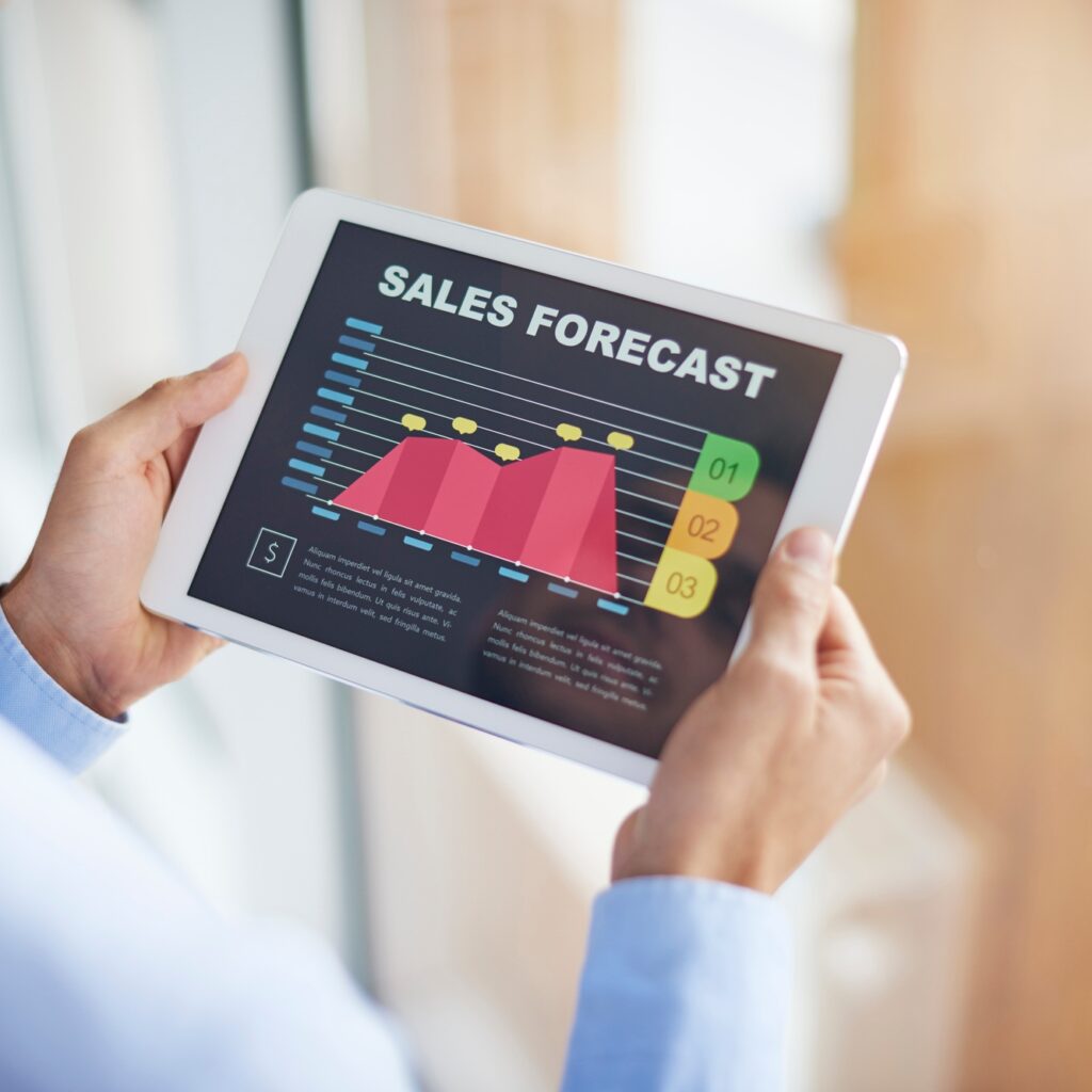 Sales forecast on digital tablet